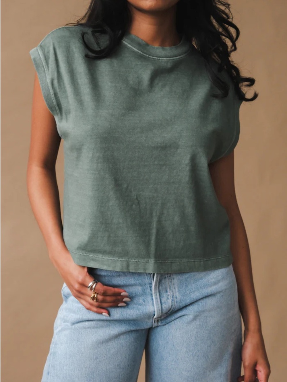 Richer Poorer Womens Muscle Tee in Teal Green